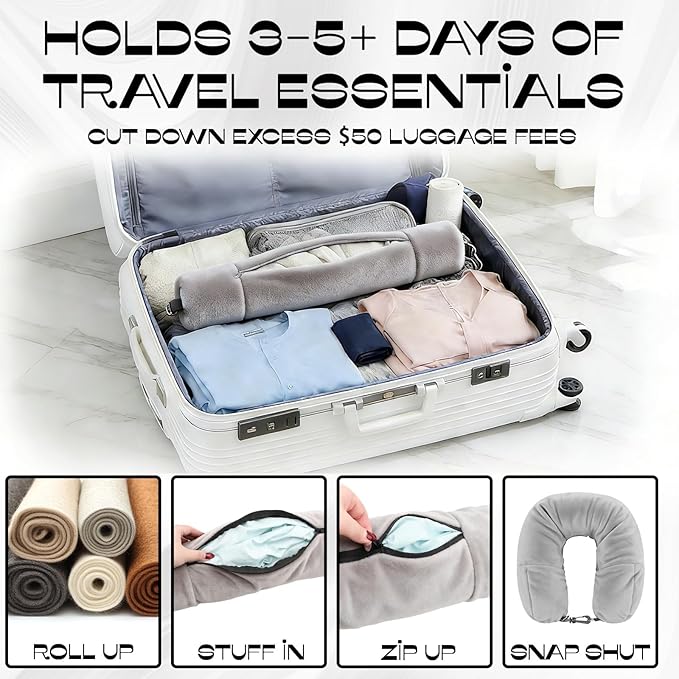 Almohada de viaje ajustable rellenable con ropa miniatura 3