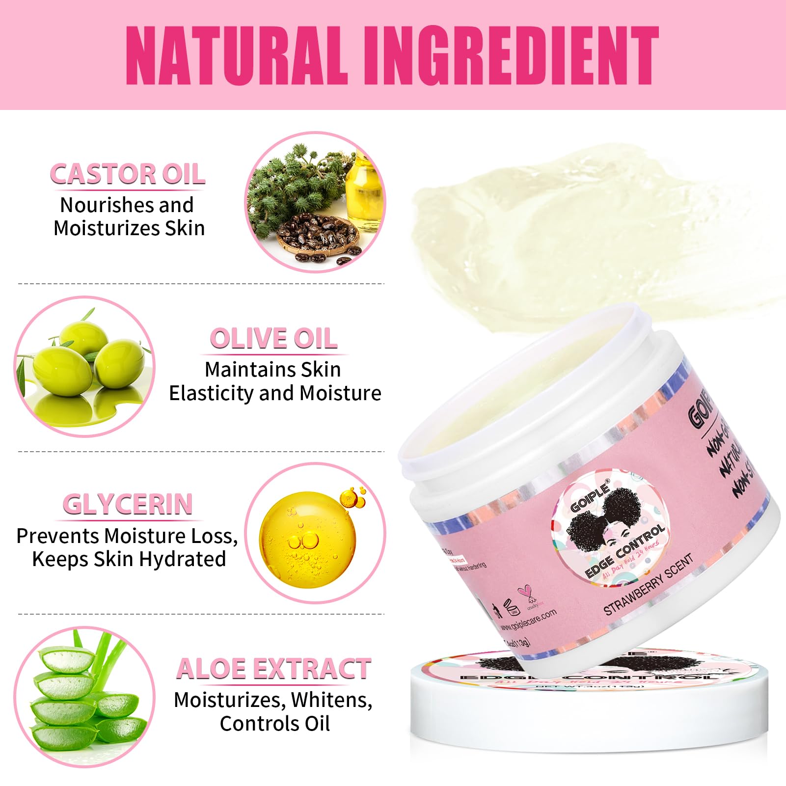 WOZUTUNT ACE - Cera de control de bordes, sin grasa, fuerte sujeción, cera de borde, control de bordes sin astillas, para cabello negro, para fijar la cera de borde para mujeres
