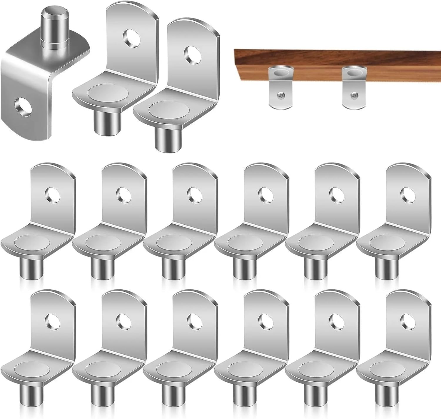 Shelf Pins Support Pegs 100pcs L Shaped Cabinet Brackets for Shelves Nickel Plated