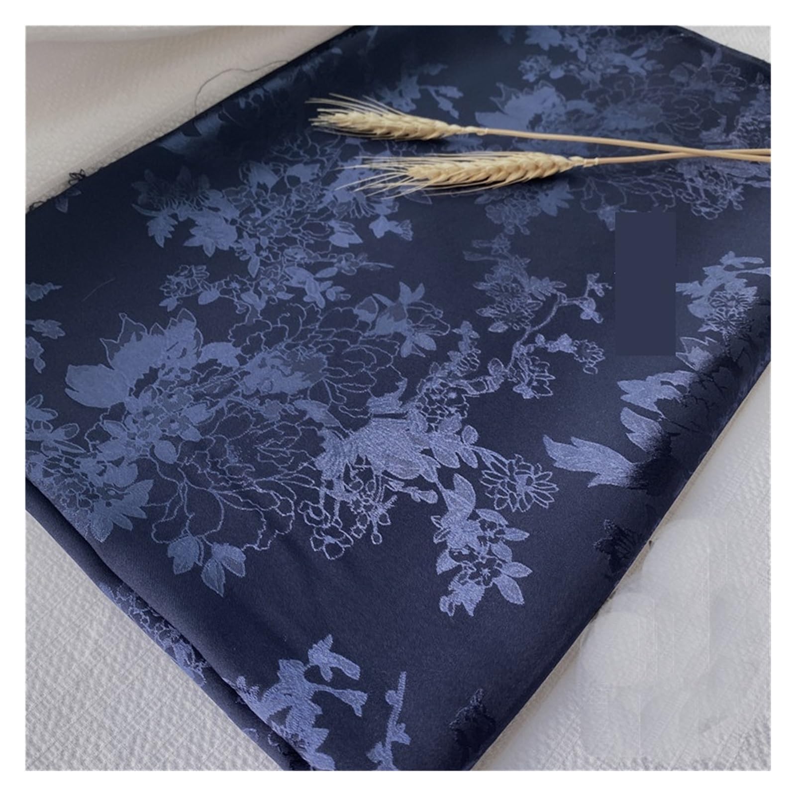 Silky Satin Fabric 5/10meters Silky Floral Jacquard Satin Fabric for Dressmaking,Inner Lining Material Sewing Clothes by Meter Black White Blue Pink Gorgeous Silky Satin Fabric (Color : 19 Dark Blue