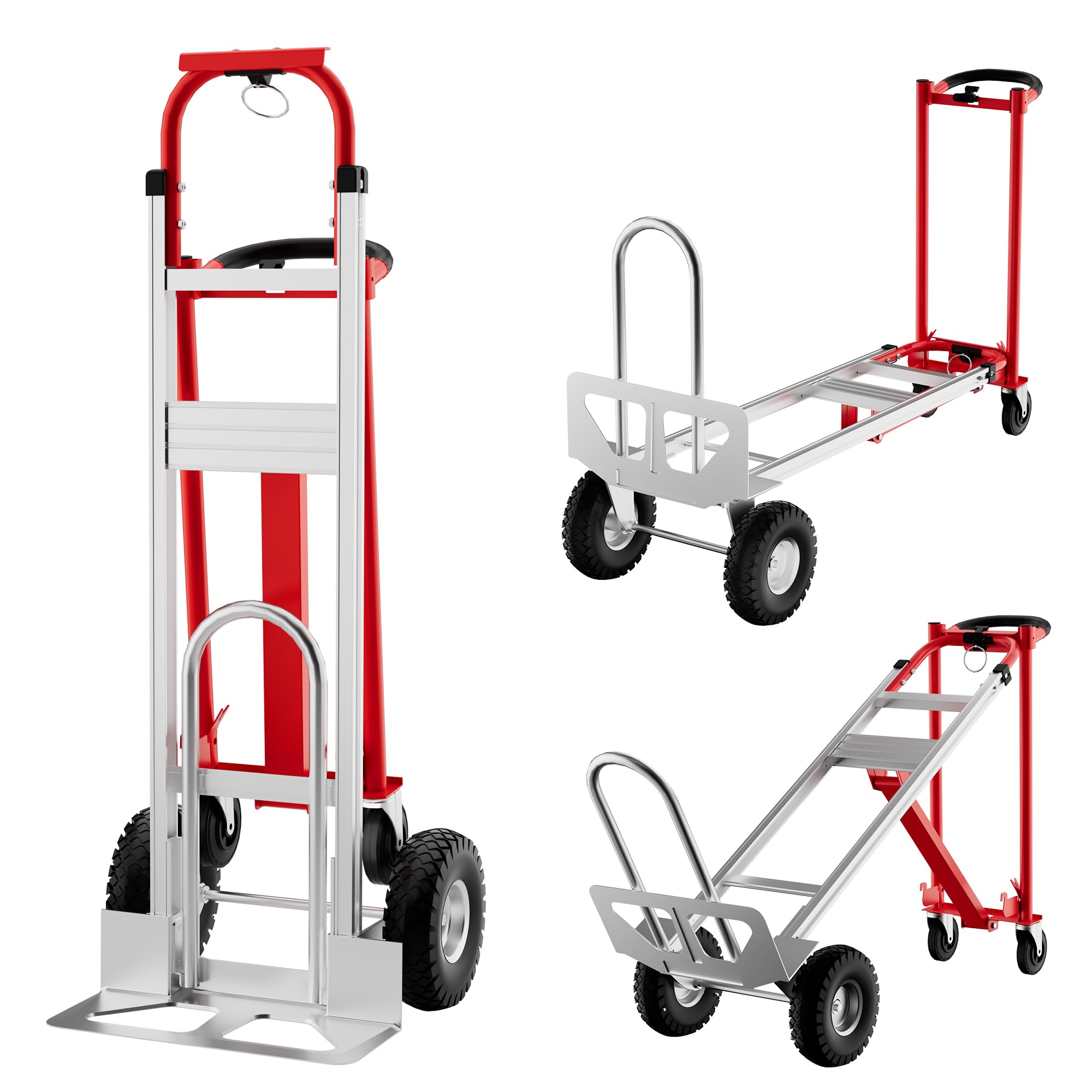 3 in 1 Folding Trolley with Wheels for Climbing Stairs Puncture Resistant Load Capacity 340 kg Aluminium Alloy Material Elastic Straps