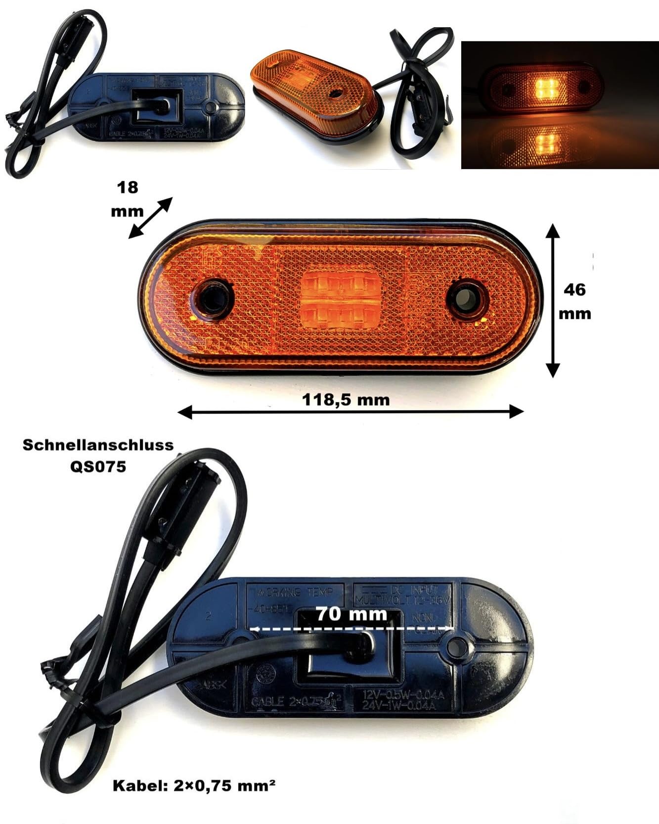 LED Anhängerbeleuchtung Komplettset 13-polig Rückleuchten Umrissleuchten E9 Wohnwagen Trailer LKW 12V 24V Bremslicht Blinker Nebelschluss Rückfahrlicht IP69 (Kabel 7,7m/5,3m)