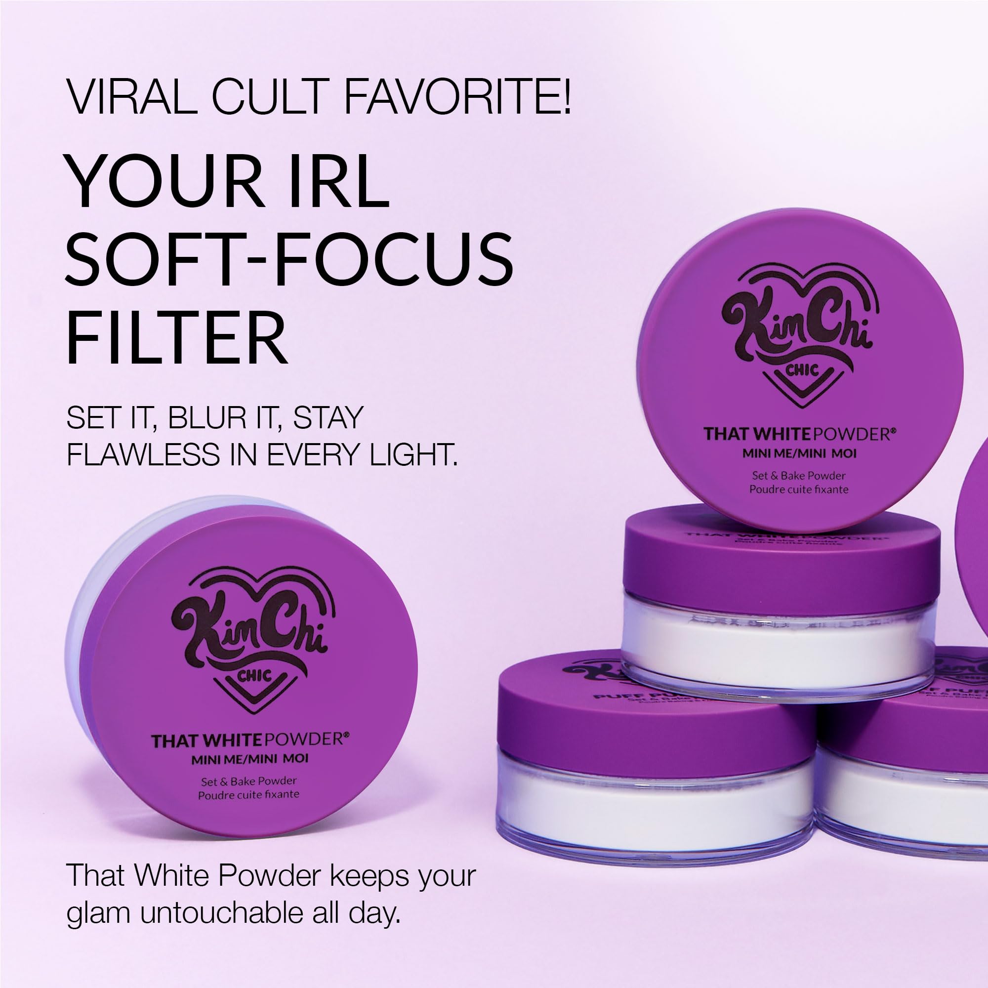 KimChiChic Beauty Mini Me That White Powder Set and Bake Mattifying Setting Powder for Makeup, Soft Natural Face Makeup Helps Minimize the Appearance of Fine Lines, 0.17 oz, White: Translucent Trio