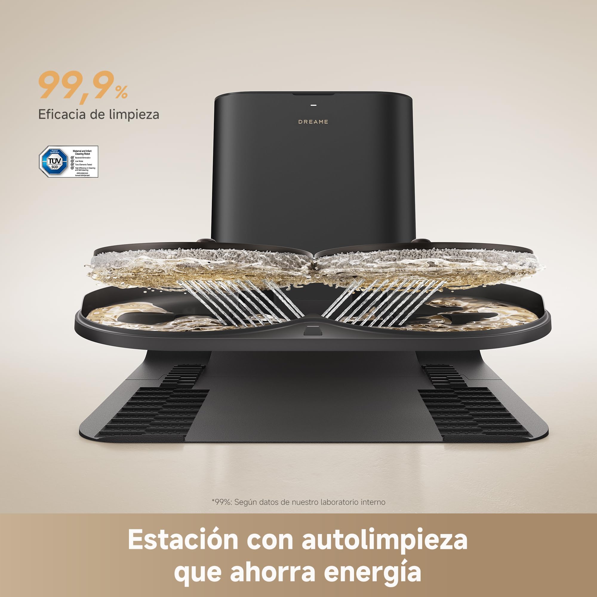 dreame L50s Pro Ultra Robot Aspirador y Friegasuelos, 100 Días de Vaciado Automático, Mopas con Autolimpieza a Alta Temperatura, 30.000 Pa de Succión, Limpia a Fondo Esquinas y Bordes.
