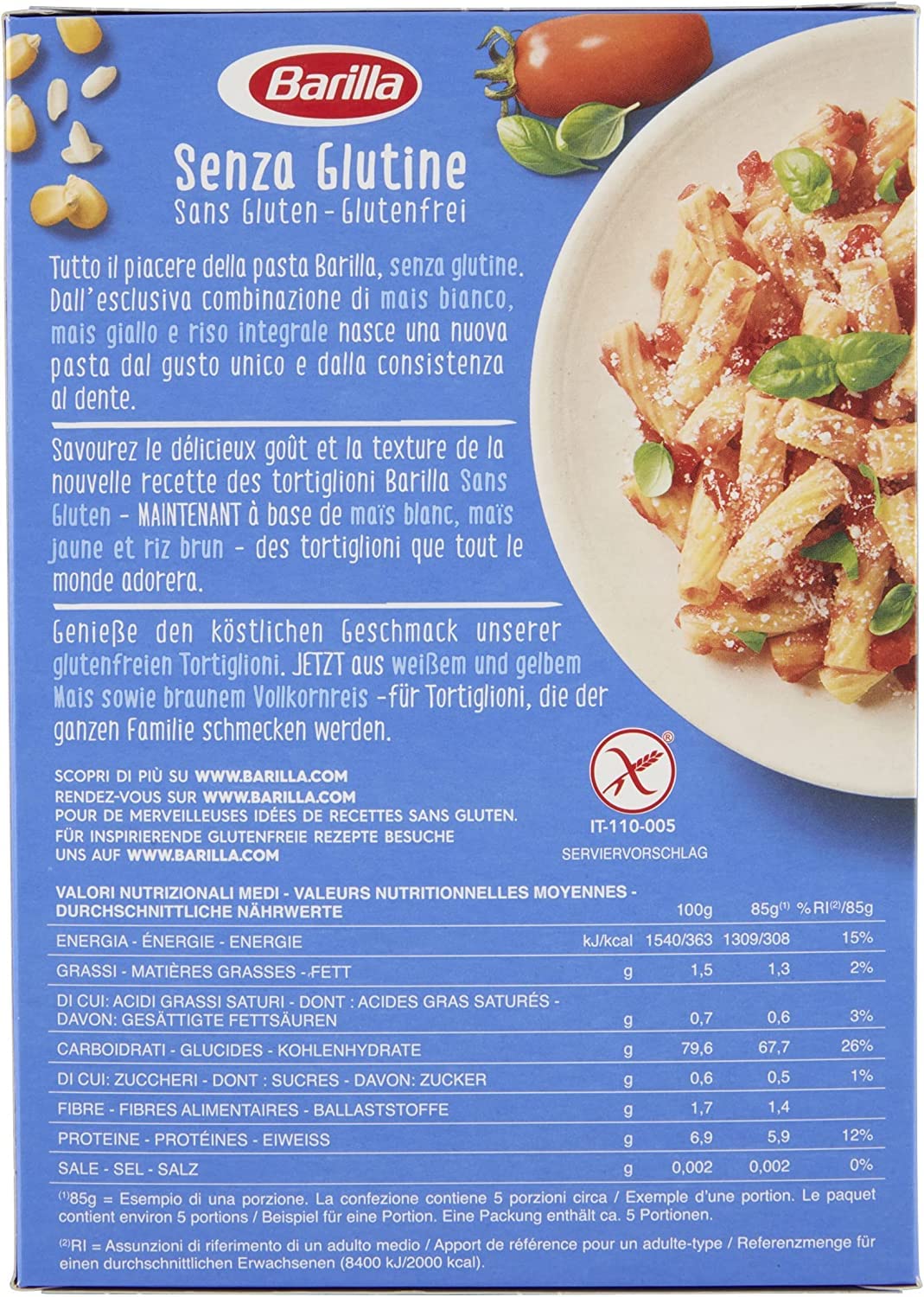 20x Barilla Tortiglioni Pasta 400g Gluten Free!