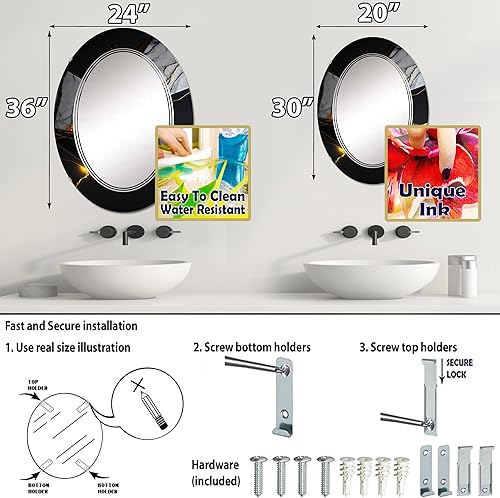 Miniatura 4 de Abstract Geode Black I- Vanity Mirror, Bathroom Mirrors, Wall Mirrors for Living Room, Bedroom - Oval Mirror - Large 20'x30', 24'x36'