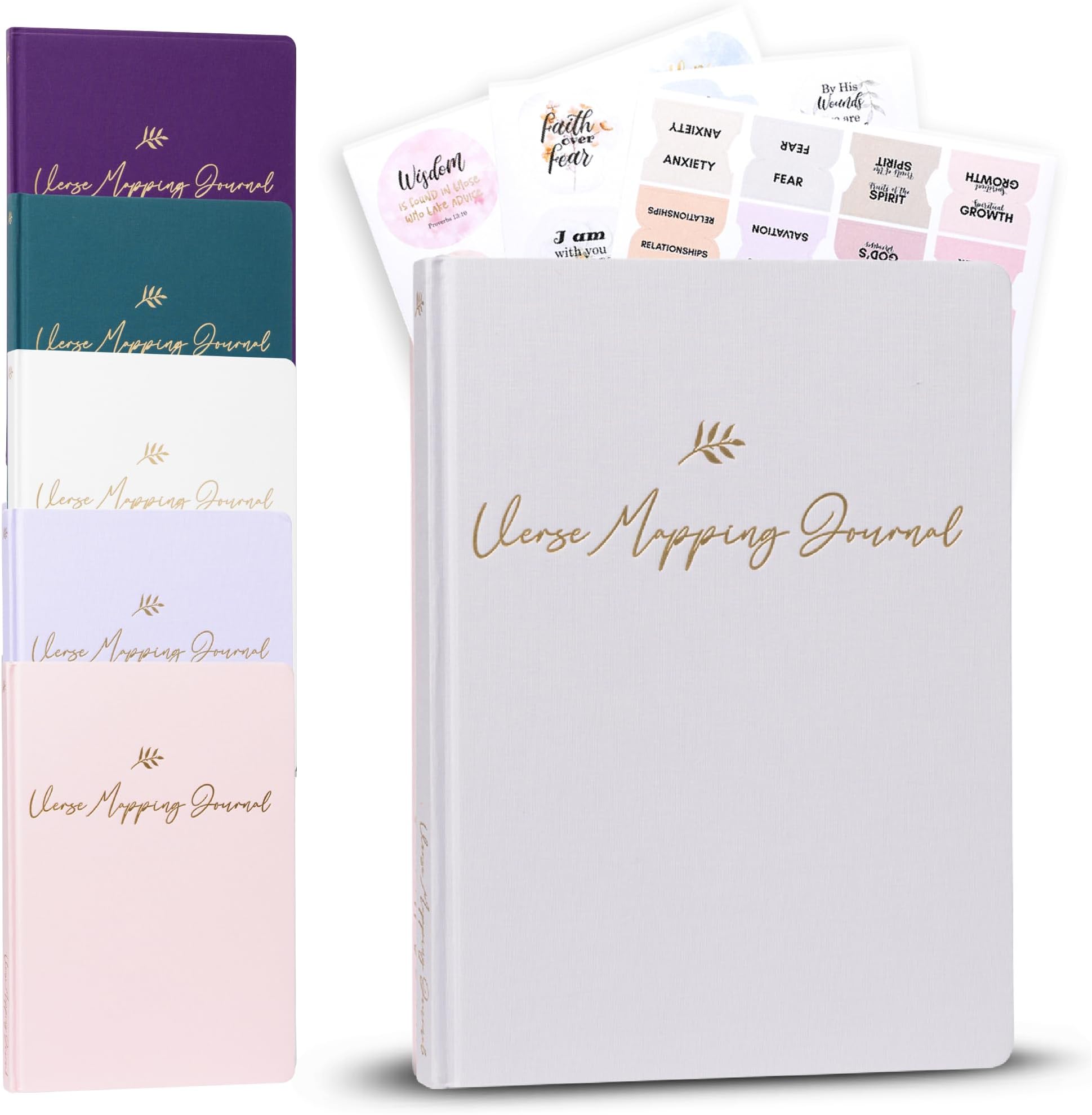 Graceful By Design Linen Bible Verse Mapping Journal - Premium Bible Study Journaling Kit - Christian Gift for Mother's Day (Grey)