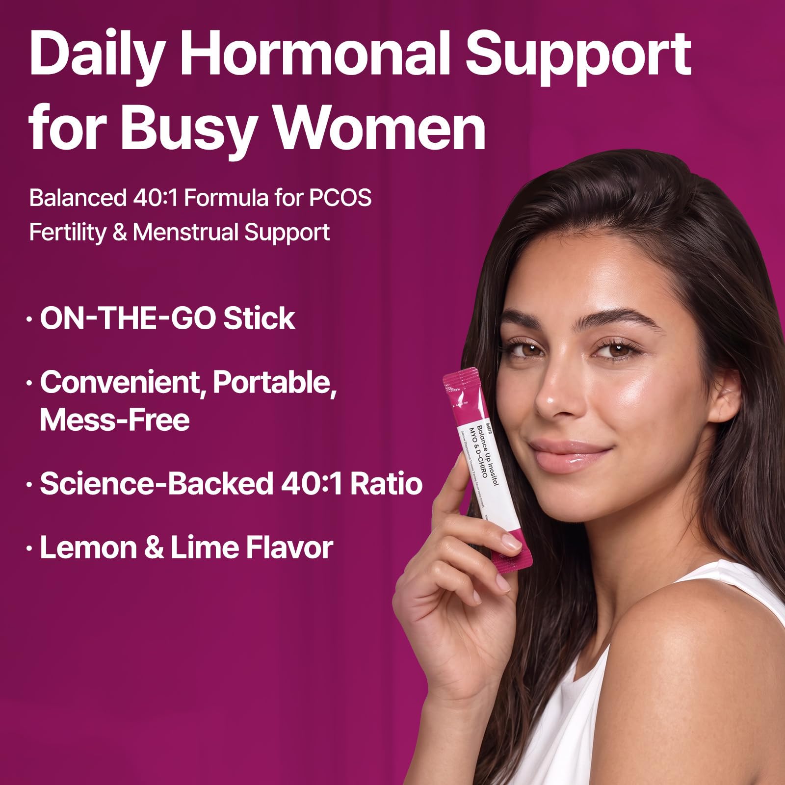 Balance Up Myo & D-Chiro Inositol 40:1 Powder Sticks, 30 Count — Amazon image 2