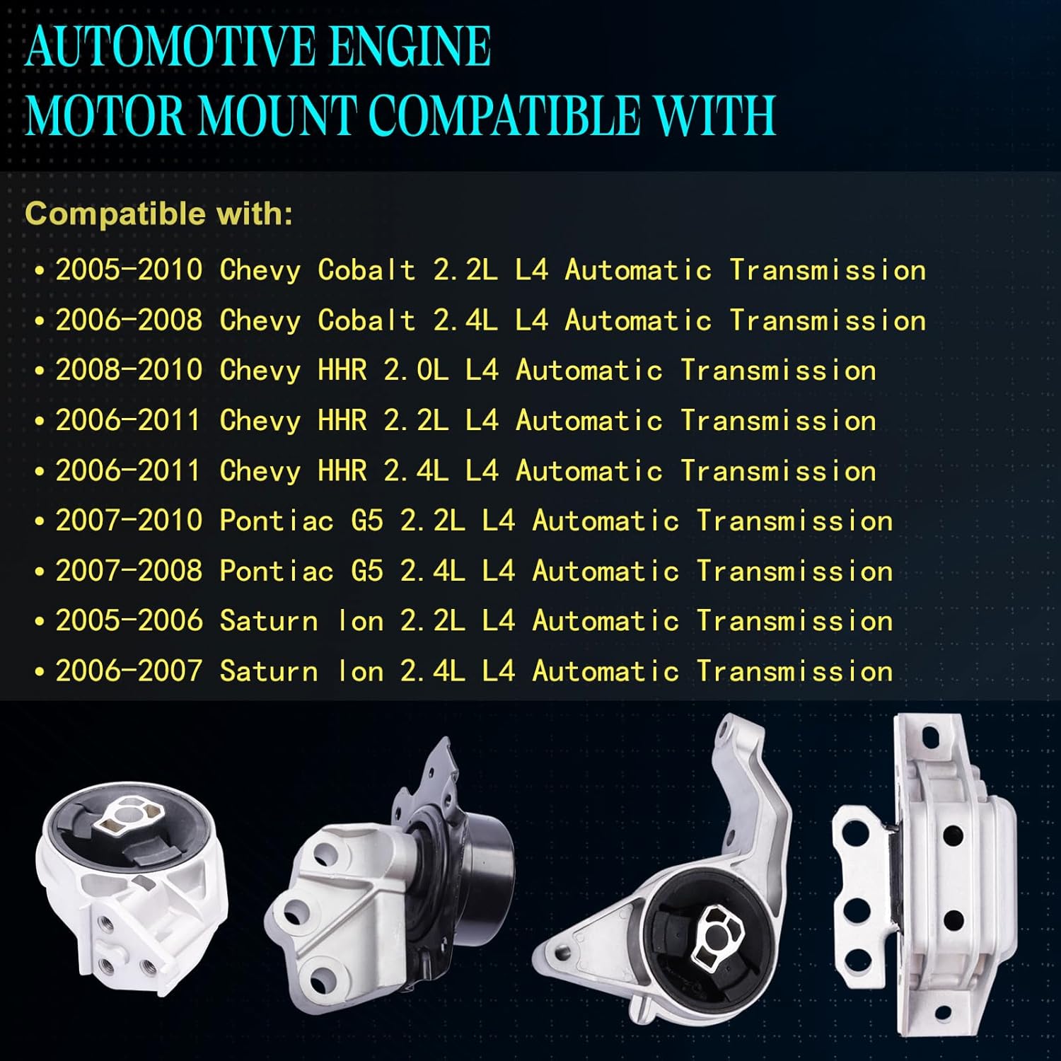 Engine Motor Mount Compatible with Chevy 2005-2010 Cobalt 2006-2011 HHR 05-07 Saturn Ion 2007-2010 Pontiac G5 2.0L 2.2L 2.4L, Motor Mount Replace for 3086 A5374 3081 A3081 3109 A5385 EM4158