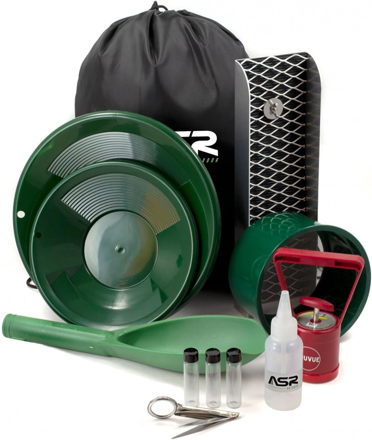 ASR Outdoor Lightweight Backpack Gold Panning Kit with Mini Aluminum Sluice Box, 14 Pack