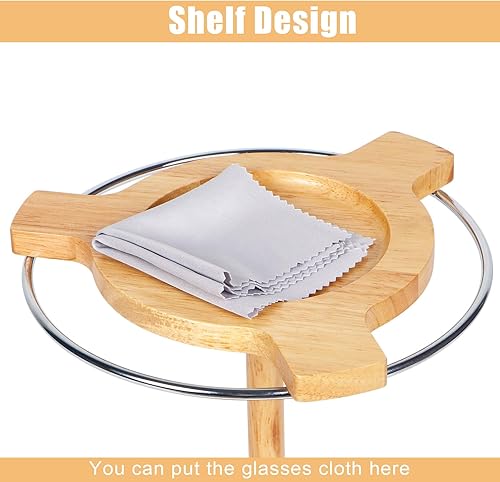 Miniatura 3 de Organizador de lentes de sol, soporte para lentes con pantalla giratoria de 360 grados, base de madera para hasta 12 pares de gafas para mesa,