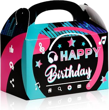 Clabby 12 Pcs Large Music Party Treat Boxes Music Themed Birthday Party Goodie Boxes Candy Favor Boxes for Social Media Theme Birthday Supplies, 6 x 3 x 3.5 Inch