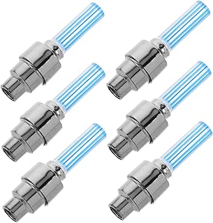 Parliky 6 Piezas Luces LED para Ruedas de Bicicleta y Coche Tapas de Válvula Color Azul Luces Neón Intermitentes para Seguridad Nocturna y Adverso