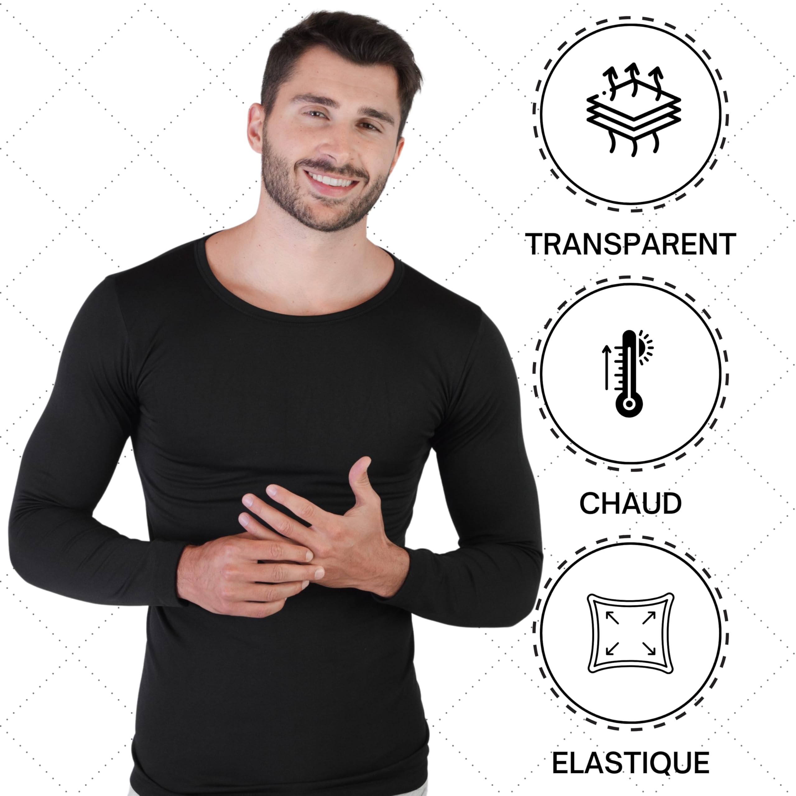 Valko sous Vetement Thermique Homme - Tee Shirt Thermique Homme - T Shirt Thermique Homme - sous Pull Thermique Homme - Vetement Thermique Homme