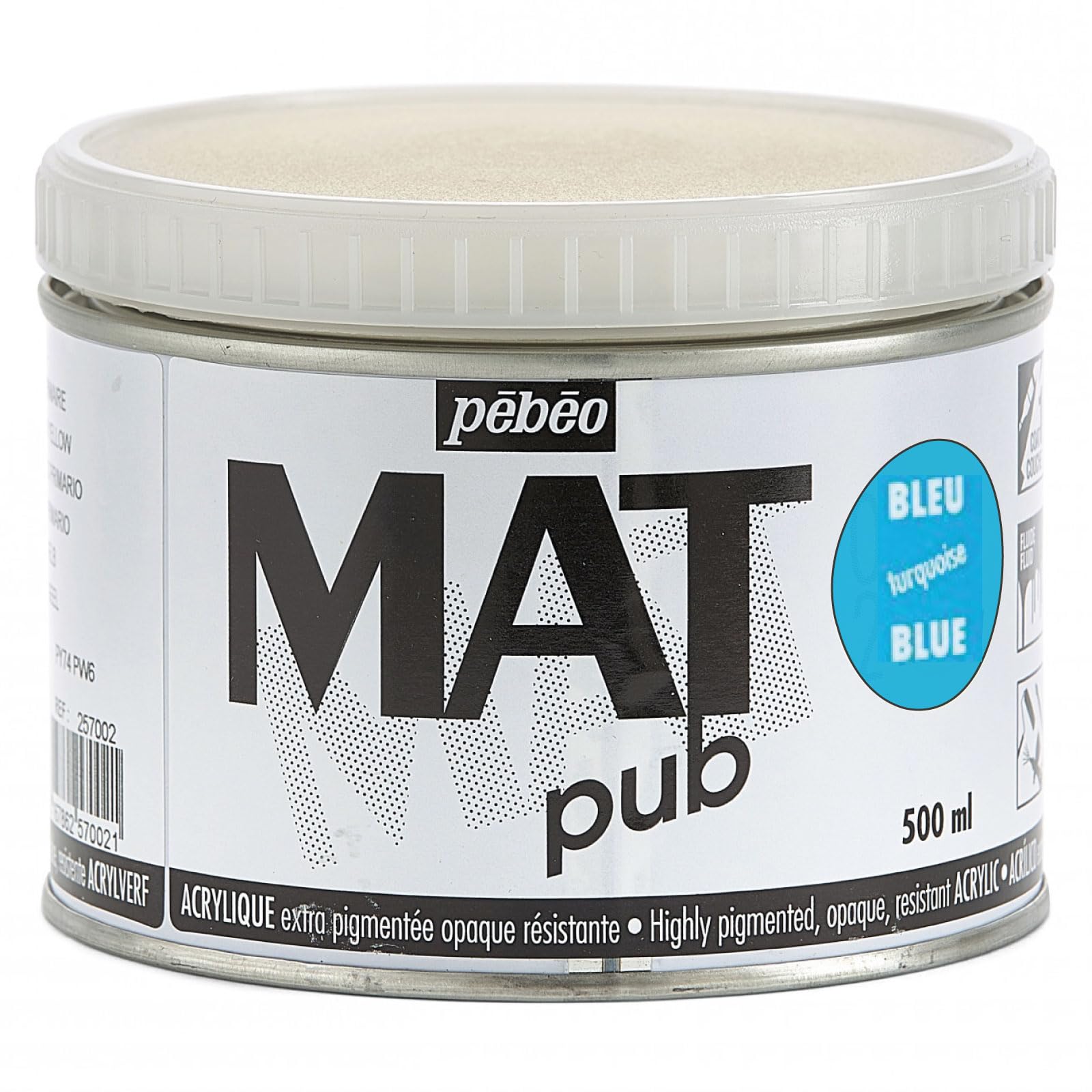 Pebeo Mat Pub, Turquoise Blue, 500ml