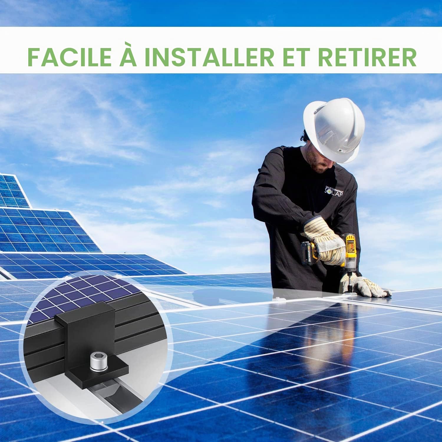 20 Pièces Supports de Panneau Solaire, 30 mm Fixation Panneau Solaire, Kit Panneau Solaire, pour Rail de Montage Photovoltaïque, avec Clé Hexagonale, pour Toiture, Mural