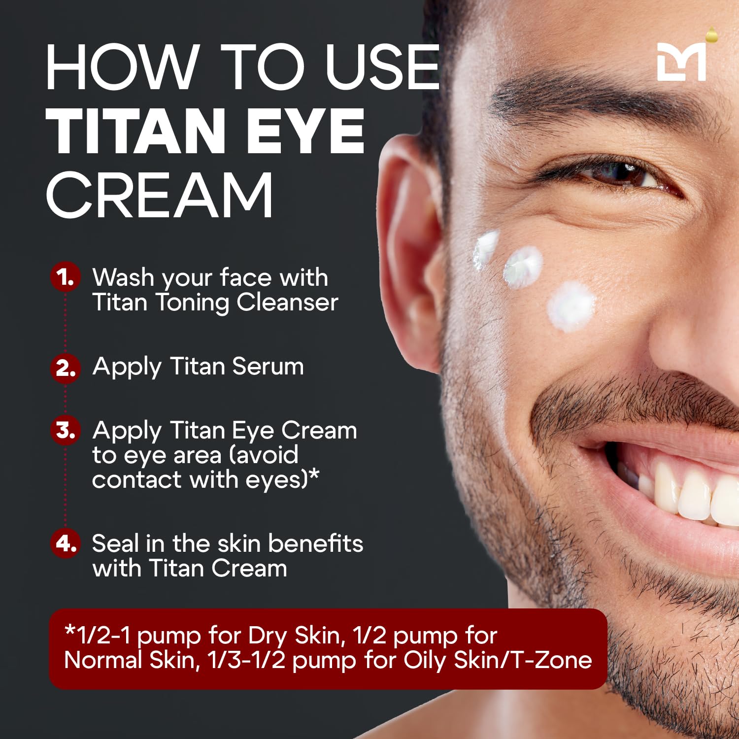 Titan Mens Eye Cream Anti Aging for Dark Circles Under Eye Treatment – Eye Bags Treatment for Men – Under Eye Bag Remover – Crows Feet Eye Wrinkle Cream – Peptides & HA – All Skin – Unscented - Image 2