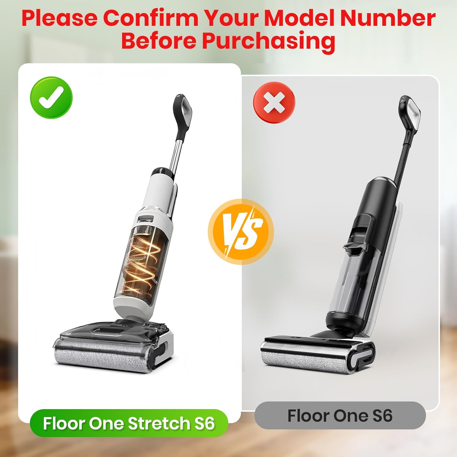 【Not for Switch S6 Stretch/S7 Pro】2 Roller Brush and 4 HEPA Filter Replacement for Tineco Floor One Stretch S6,S7 Stretch Ultra,S7 Stretch Steam,S9 Artist Pro/Steam,i5/i6 Stretch