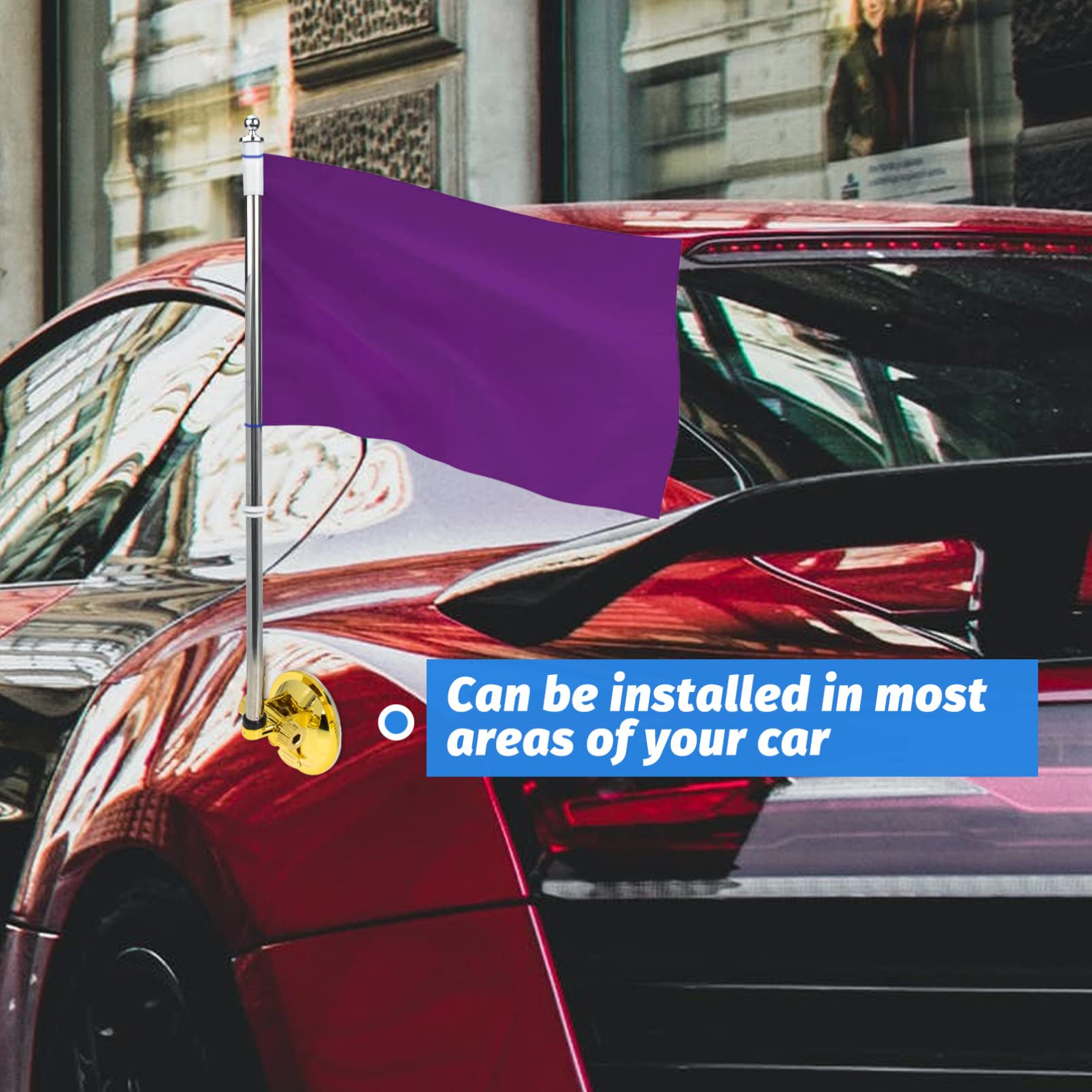 PRETYZOOM Soporte de Mástil de Bandera de Coche: Pequeño Titular de la Bandera de Ventosa Soporte de Mástil de la Bandera de la Ventana del Vehículo Soporte de la Bandera de Escritorio Base para