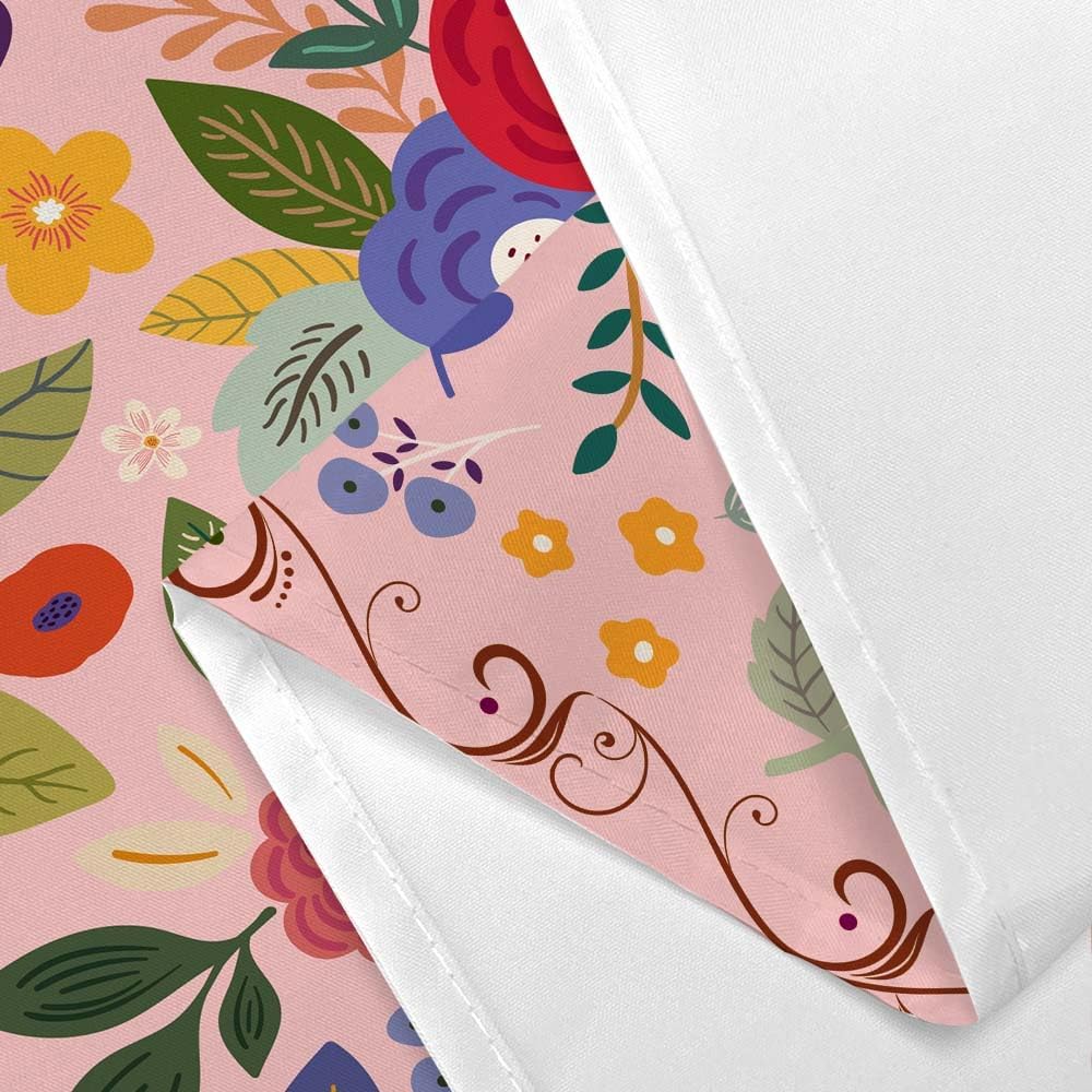 JAWO Floral Shower Curtain for Bathroom, Rustic Flower Bath Curtains Watercolor Girls Shower Curtains Flowered Shower Curtain Sets with Hooks Pink Floral Bathroom Decor Pink Shower Curtain, 69X84IN
