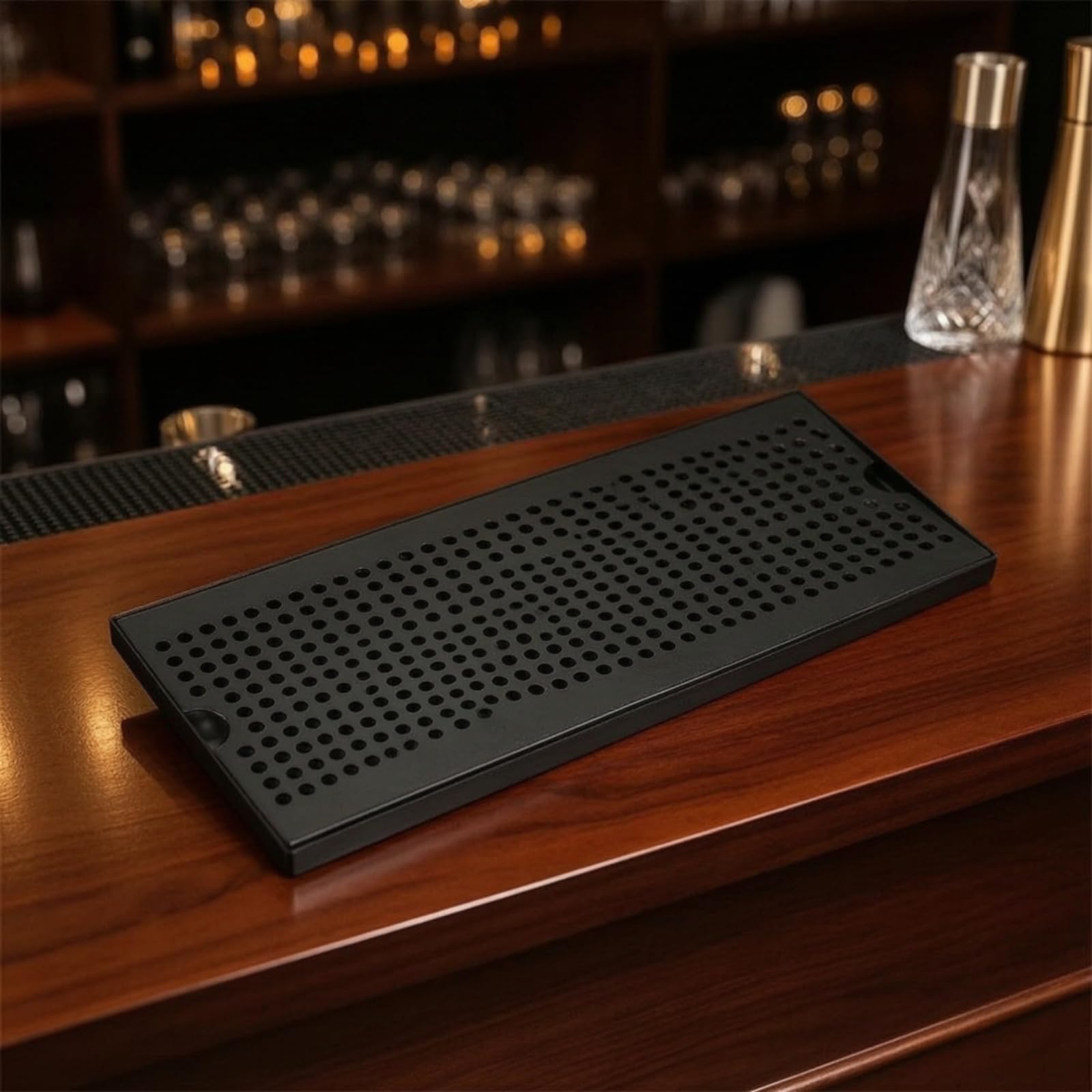 Plateau avec Grille Perforée Petit Plateau Égouttoir Compact Égouttoir à Vaisselle avec Bac à Gouttes pour Comptoir, 40 X 17,5 X 1,5 Cm