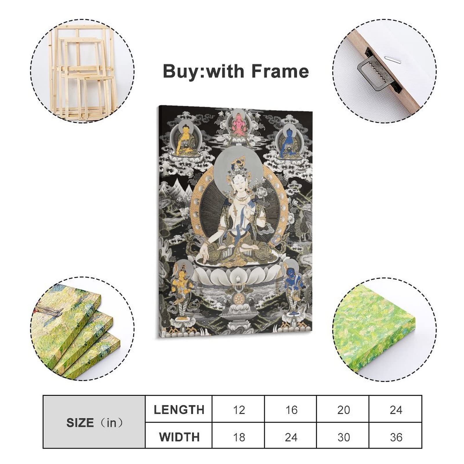 Tara bianca con Medicina Buddha Buddismo Religione Meditazione Poster Decorazione per la Casa Poster Decorazione per la Camera da Letto Decorativa Estetica 60 x 90 cm