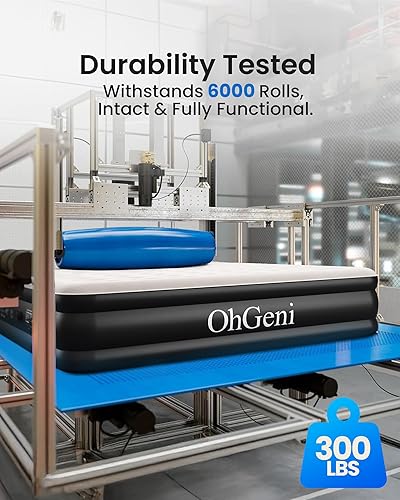 Miniatura 5 de OhGeni Air Mattress with Built-in Pump Queen- 18" Height Inflatable Mattress for Camping, Home & Portable Travel - Navy Durable Blow Up Mattress