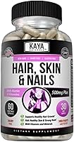 Vista 1 de Kaya Naturals Cápsulas de uñas BIOTIN Vitamina D Vitamina B-12 A Apoyo de ácido fólico, Suplemento vitamínico de apoyo para el cabello