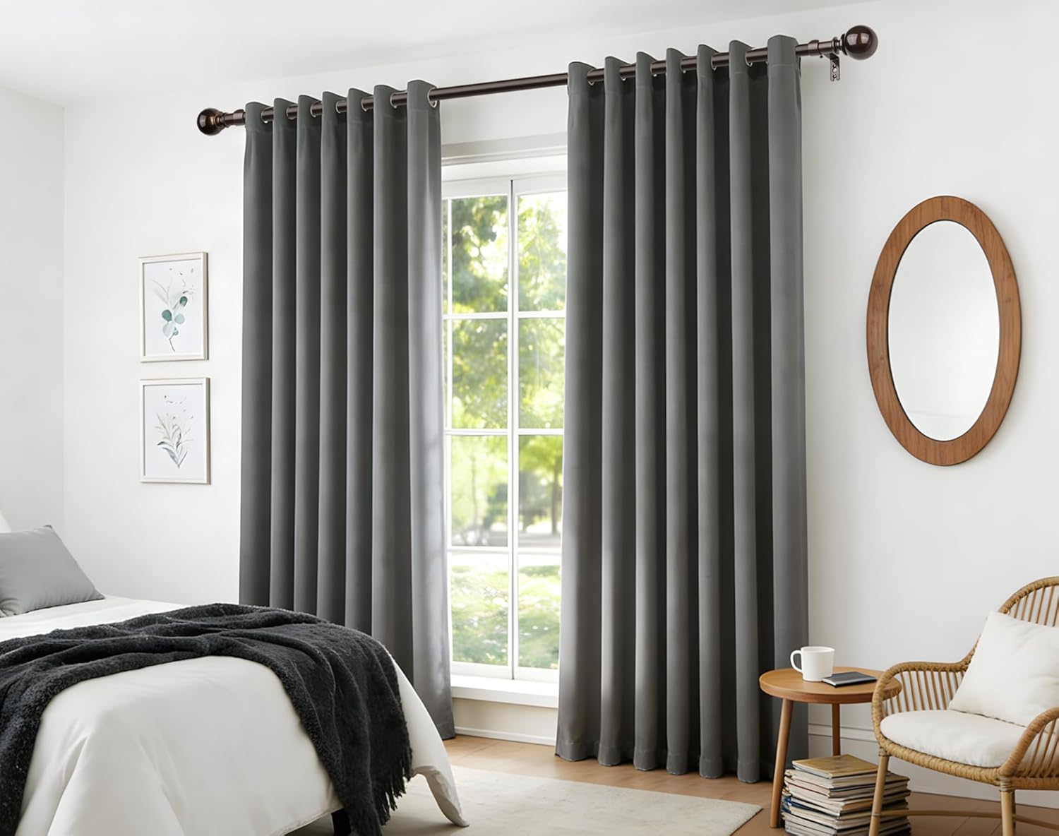 KAMANINA Bundle of 32 to 144 and 32 to 58 inches Curtain Rods, Square End and Round End, Bronze