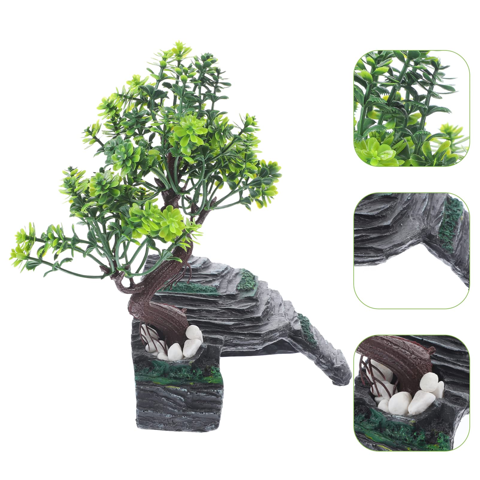 POPETPOP Escondite de Roca Simulado para Cueva de Reptiles Decoración de Terrario de Resina Escondite de Reptiles para Cueva y Árbol para Terrario