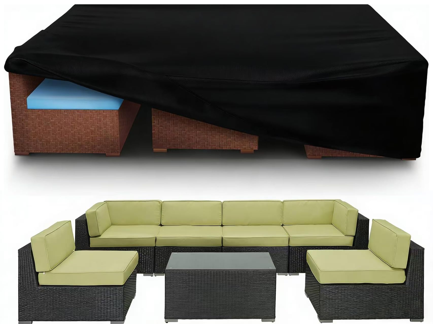 Rectangular Garden Furniture Covers Waterproof 260x130x90cm/LxWxH Patio Furniture Covers Garden Table Cover Anti UV,Rip Proof,Rectangle 420d Oxford Cloth Dustproof Shield for Outside and Chair Sofa