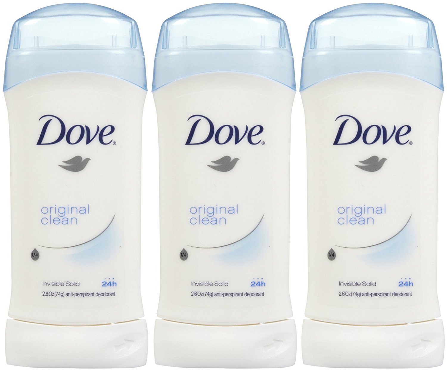 Dove Invisible Solid Deodorant, Original Clean - 2.6 oz - 3 pk