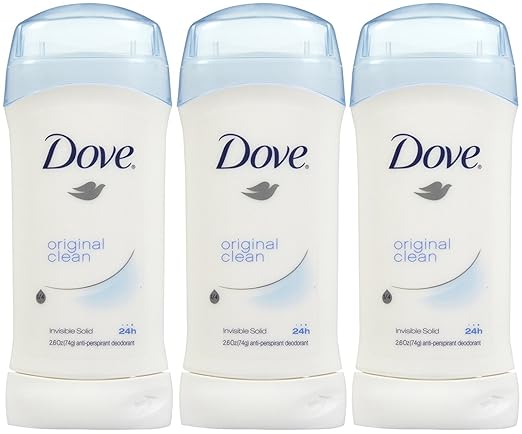 Dove Invisible Solid Deodorant, Original Clean - 2.6 oz - 3 pk