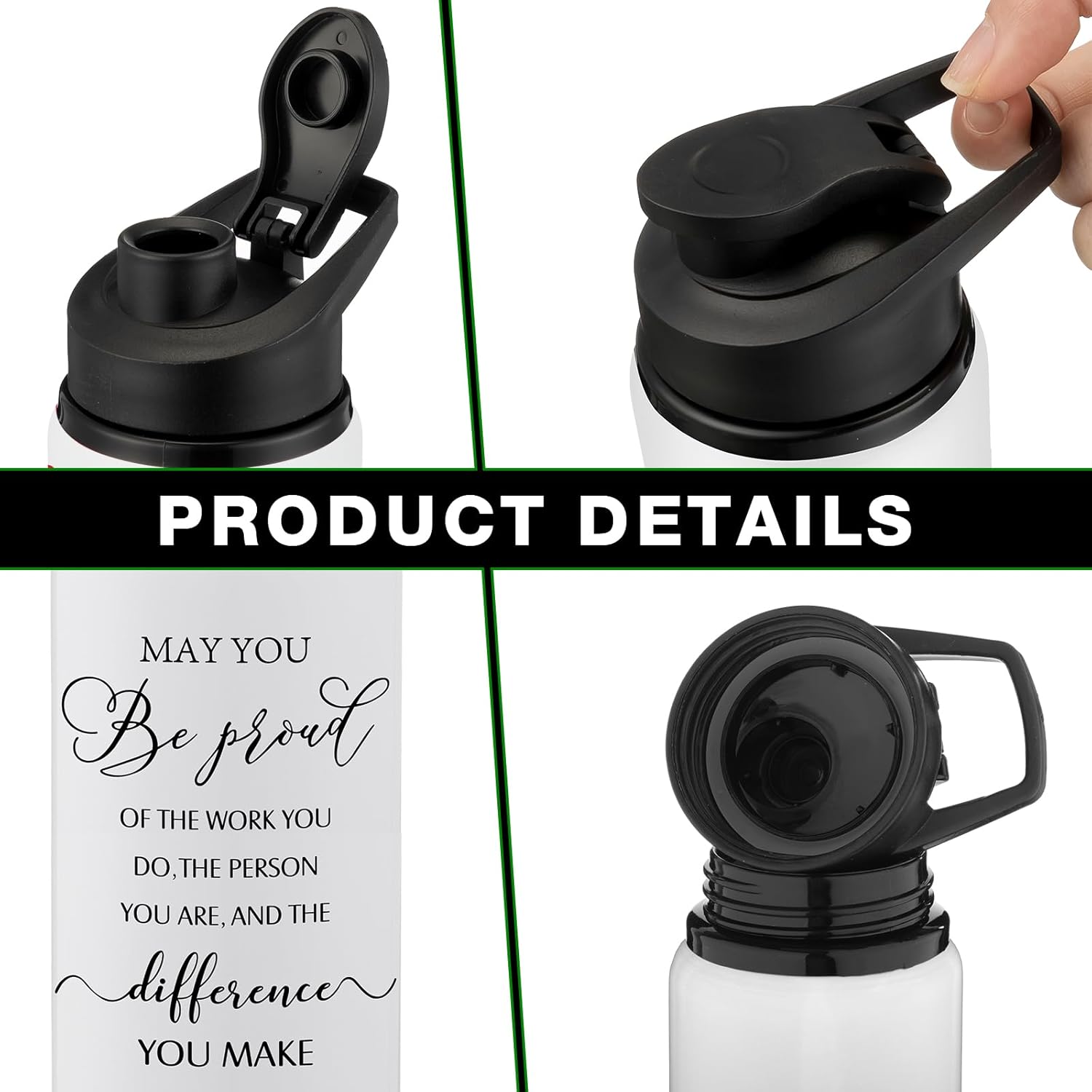 Bokon 24 Pack Thank You Inspirational Gifts Reusable Aluminum Water Bottle Bulk Lightweight Leakproof Metal Sports with Lid for Christmas Gym Camping Hiking Back to School Gift(Colorful,20 oz) - Image 3