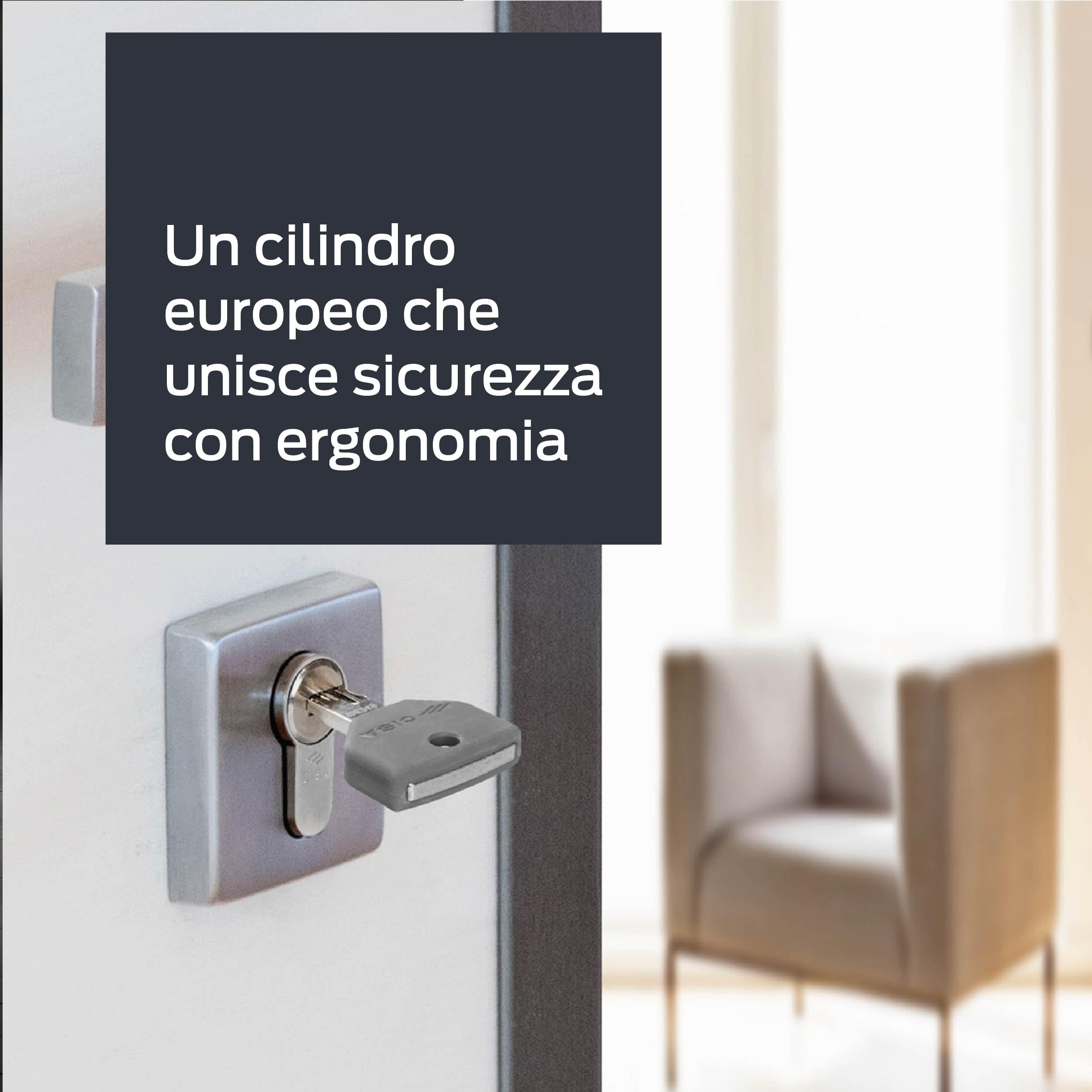 CISA - Cilindro Europeo ASIXP8 Sicuro e Affidabile 10Q3170701200C5 per Serratura Porta Blindata, Cilindro 5 Chiavi per Ambienti Residenziali e Commerciali, Dimensioni 30/30, Predisposizione al Pomolo