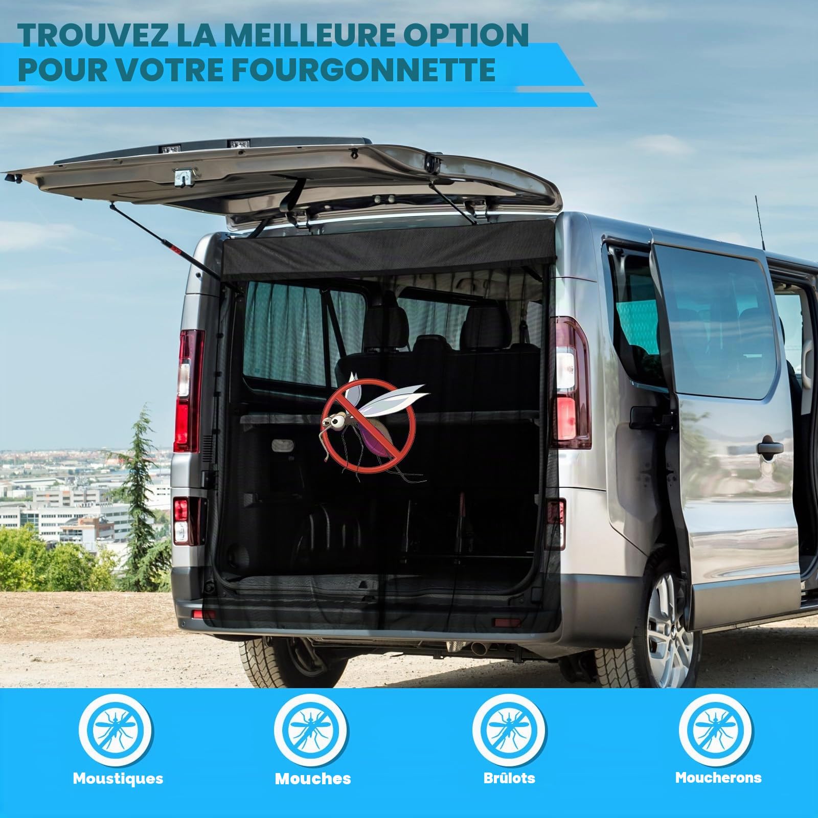 Moustiquaire Auto Remplacement pour Renault Trafic 2001-2024/Vivaro/Talento/NV300, Moustiquaire de Porte Arrière de Voiture, Moustiquaire Magnétique pour Camping