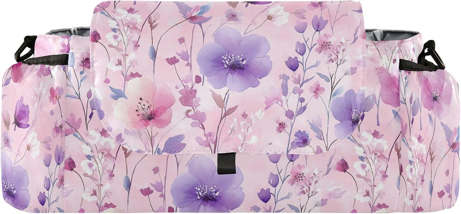 Flowers Peach Purple stroller parent organizer baby caddy organizer large infant accesorios para coches de bebes accesorios para carro