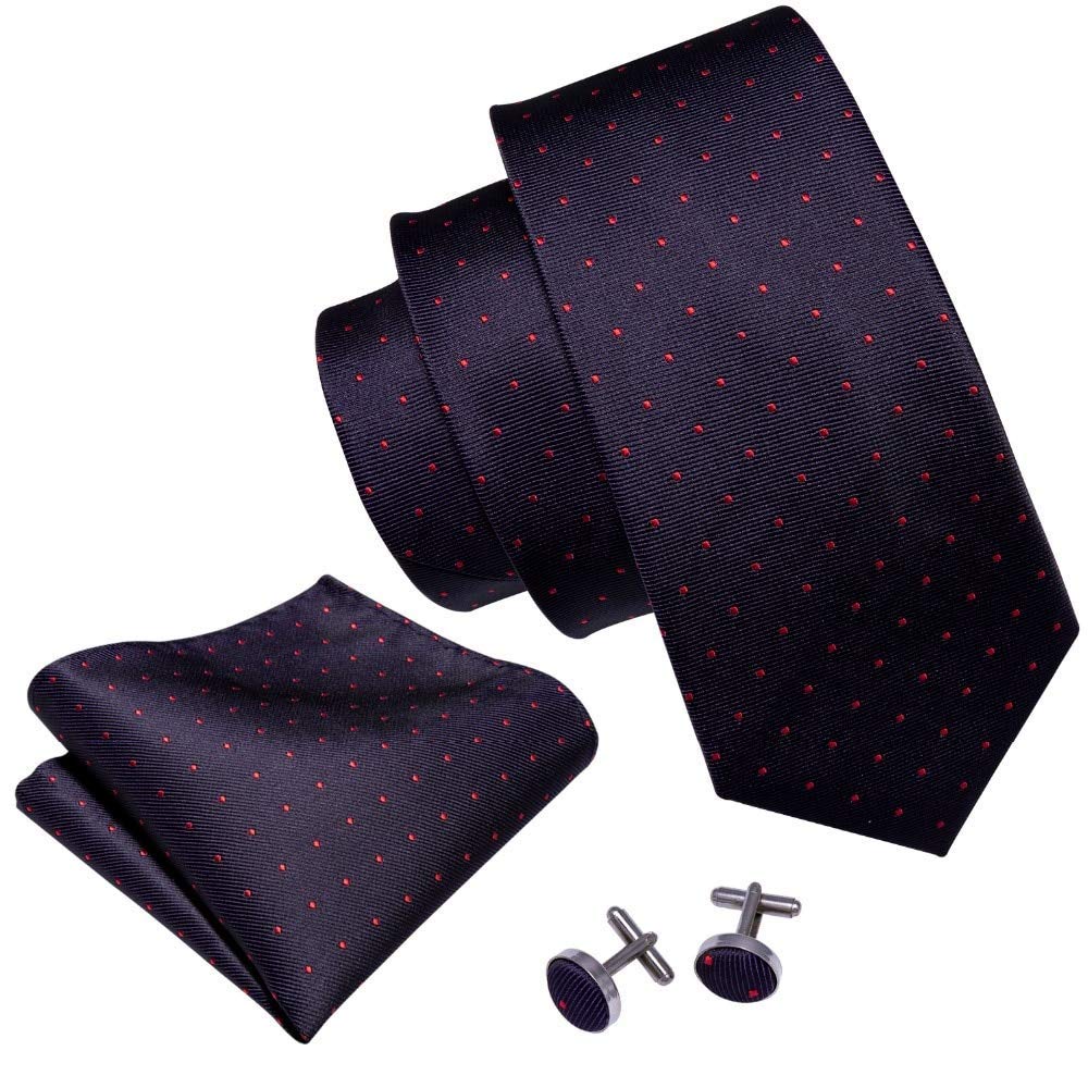 Ensemble cadeau cravate en soie MU accessoire masculin à pois de 8.5cm pour anniversaire et fête