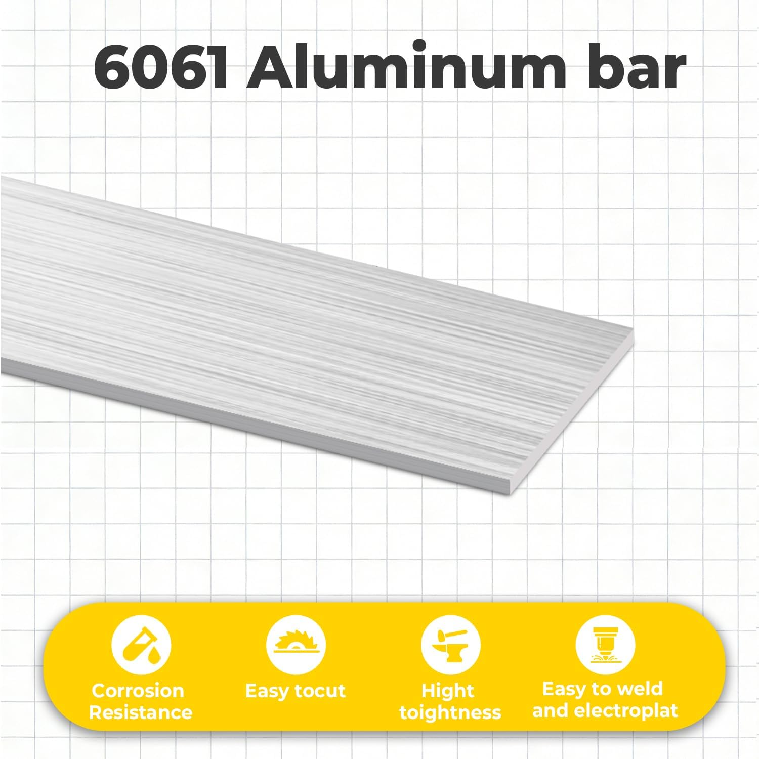 6061 Aluminum Flat Bars - 4 Pack -3