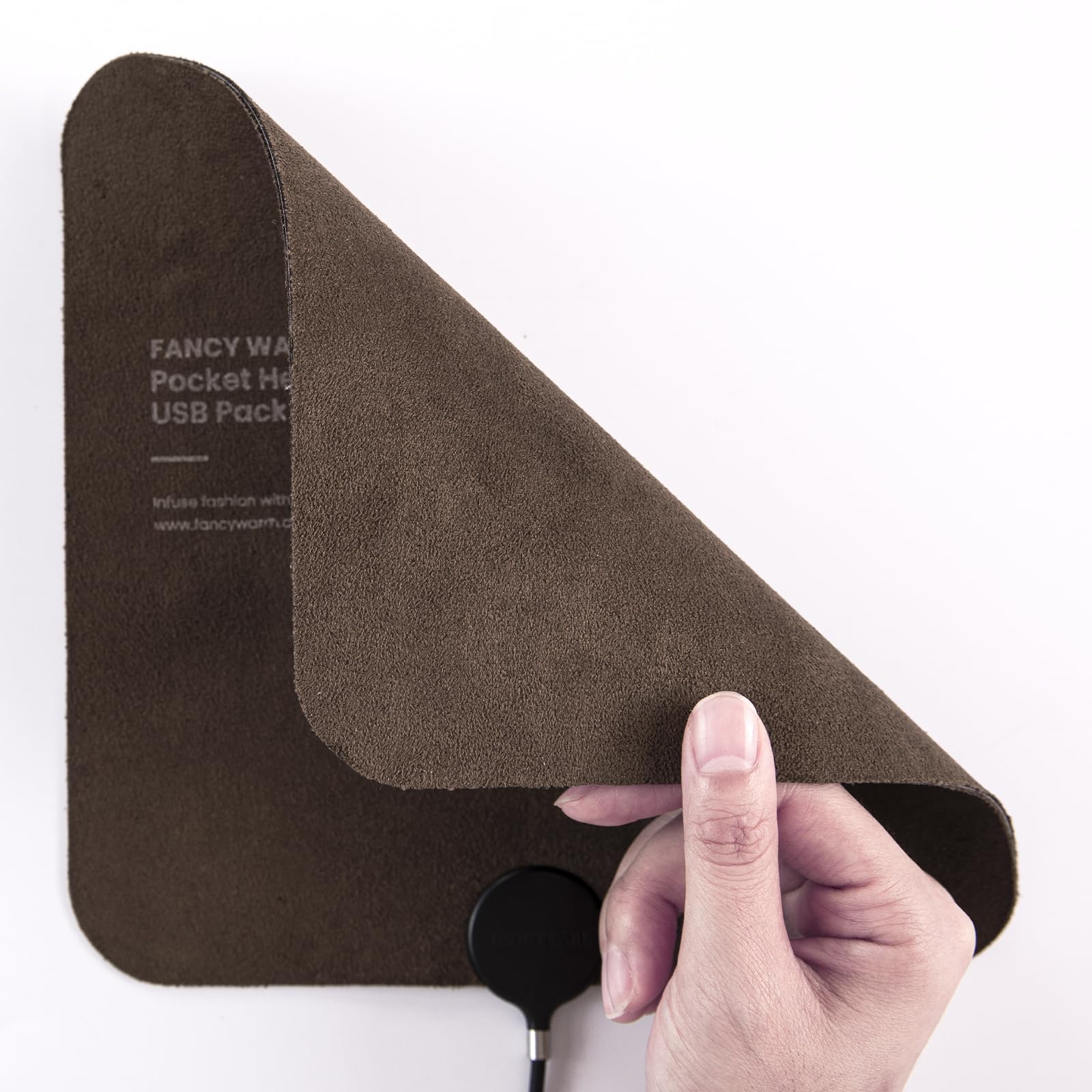 Almohadilla térmica, almohadillas térmicas eléctricas para espalda, cuello, abdomen, ultrafinas y recargables, 4 ajustes de temperatura, superficie de gamuza suave, 7.87 x 7.87 pulgadas (marrón, 7.87