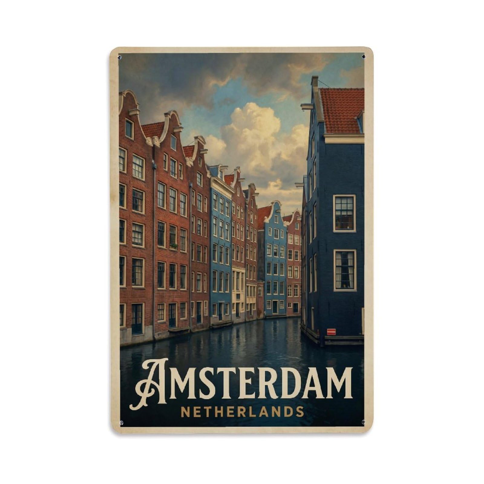 Vintage Travel Netherlands Amsterdam Metal Tin Sign