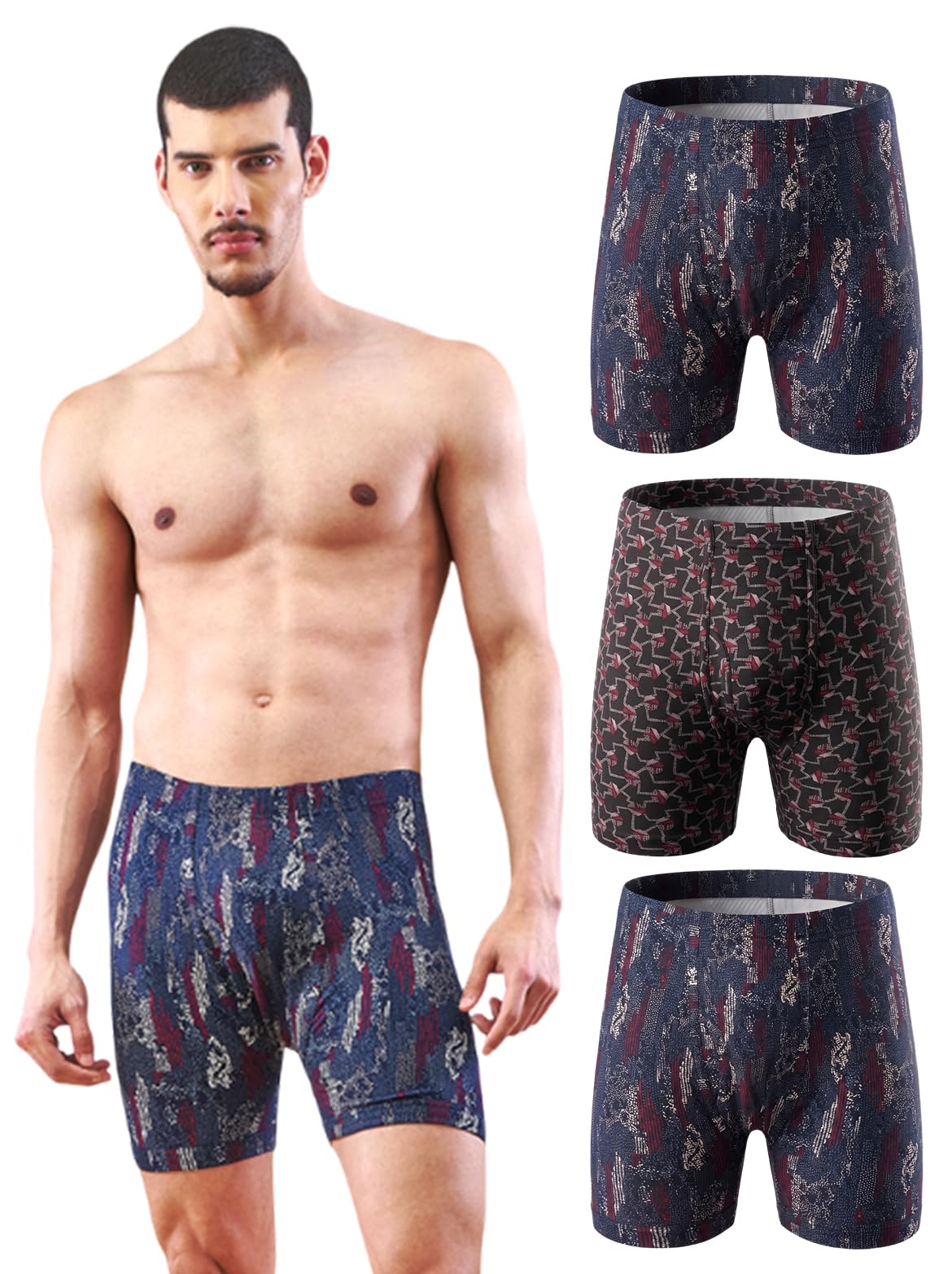 lux nitro Men's Printed Long Trunk | 100% Combed Cotton | Sweat-Absorbent | Super Soft Waistband | Stylish & Comfortable Pack of 4-picture-20