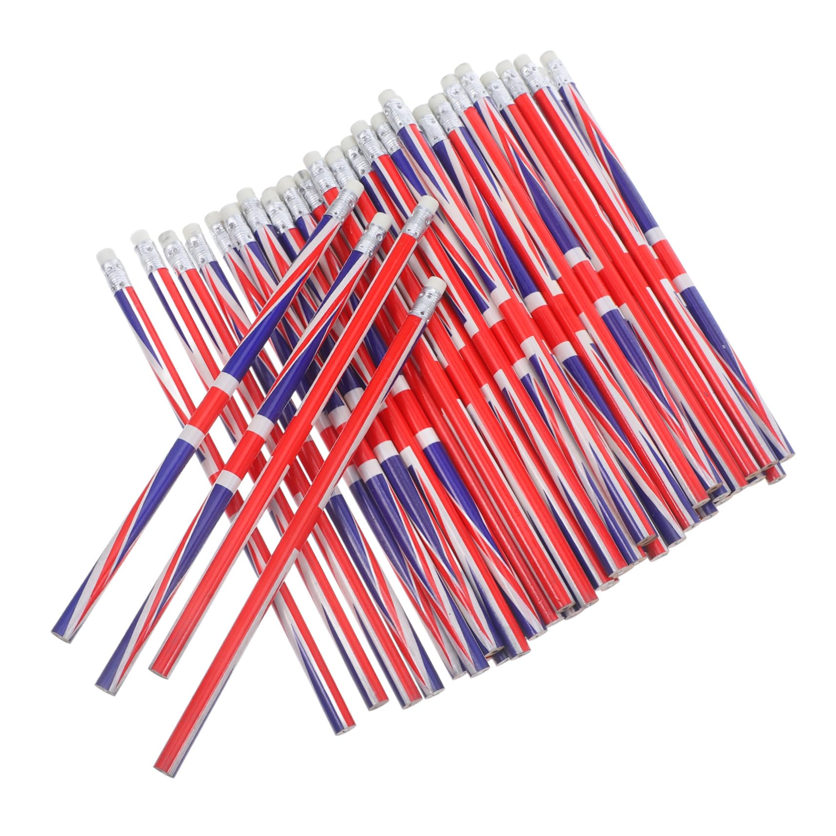 Housoutil 120 pièces Lot de Crayons à Bois avec Gomme Motif Drapeau Anglais Crayons Décriture Portables pour École Bureau et Fêtes