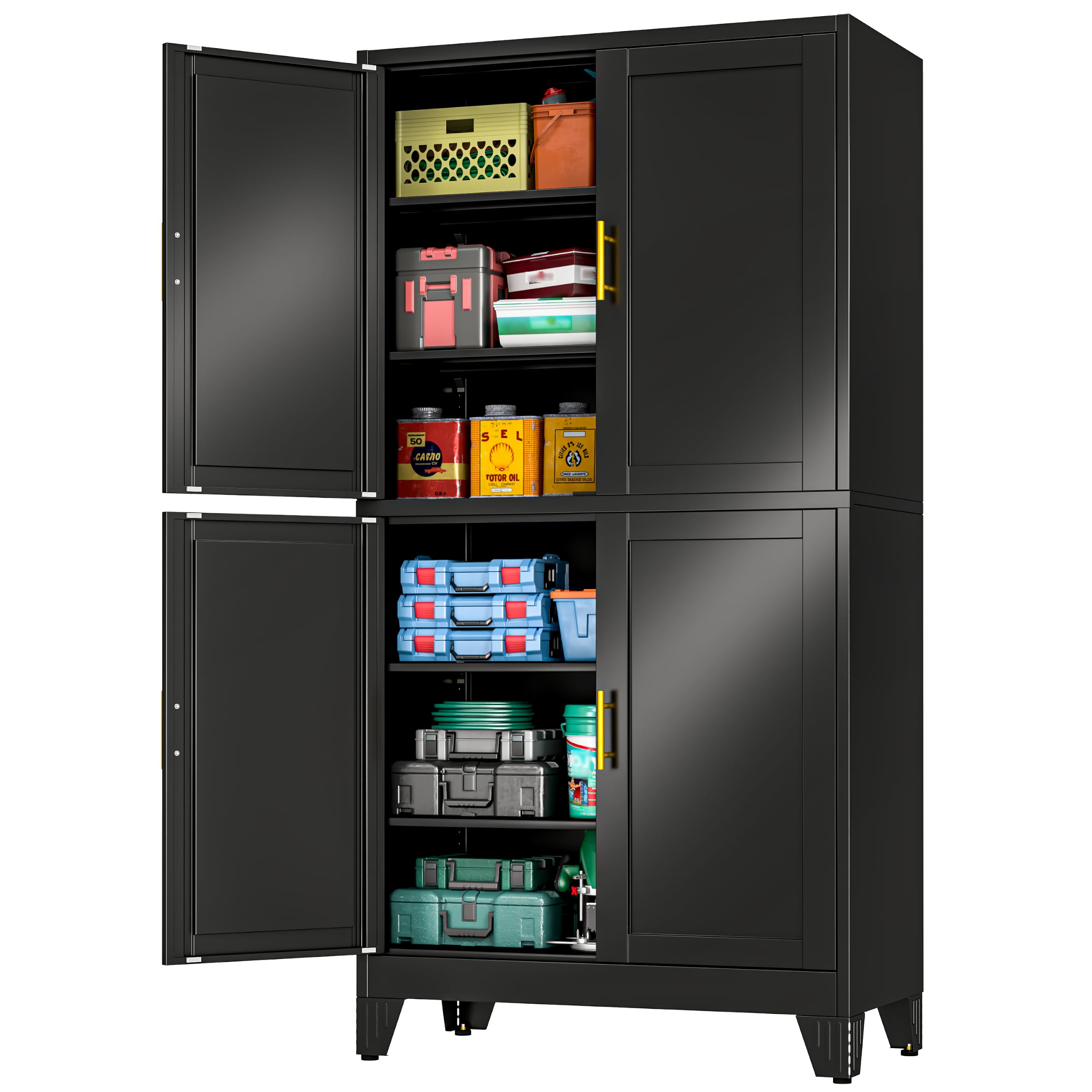 PAOFIN 79" Metal Garage Storage Cabinet with 4 Adjustable Shelves