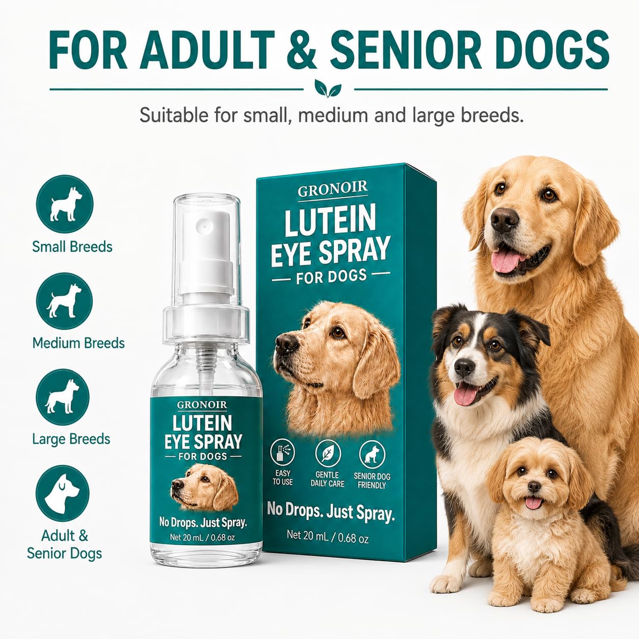 Gronoir Lutein Eye Spray for Dogs, Daily Dog Eye Area Care Mist with Marigold Flower Extract, Vitamin E and Bilberry, Easy Once-Daily Application, 20 Ml / 0.68 Fl.Oz — Amazon image 6