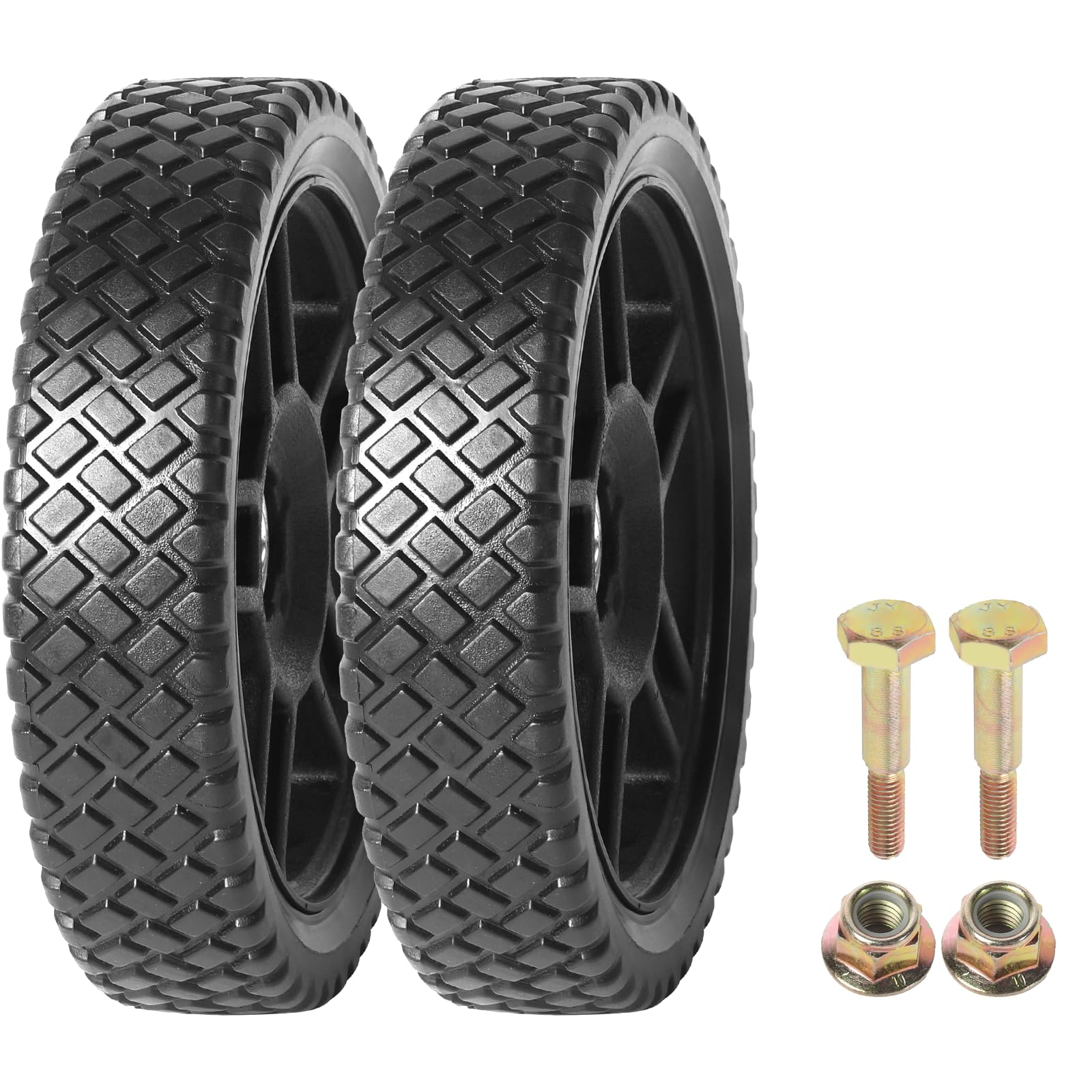 AR-PRO (2-Pack) Replacement 8" Push Lawn Mower Wheels - Universal 8" Lawn Mower Wheels with 1-1/4" Width Hub and 1/2" Bearings - Fit for Standard Lawn Mowers, Pressure Washers, Generators and More