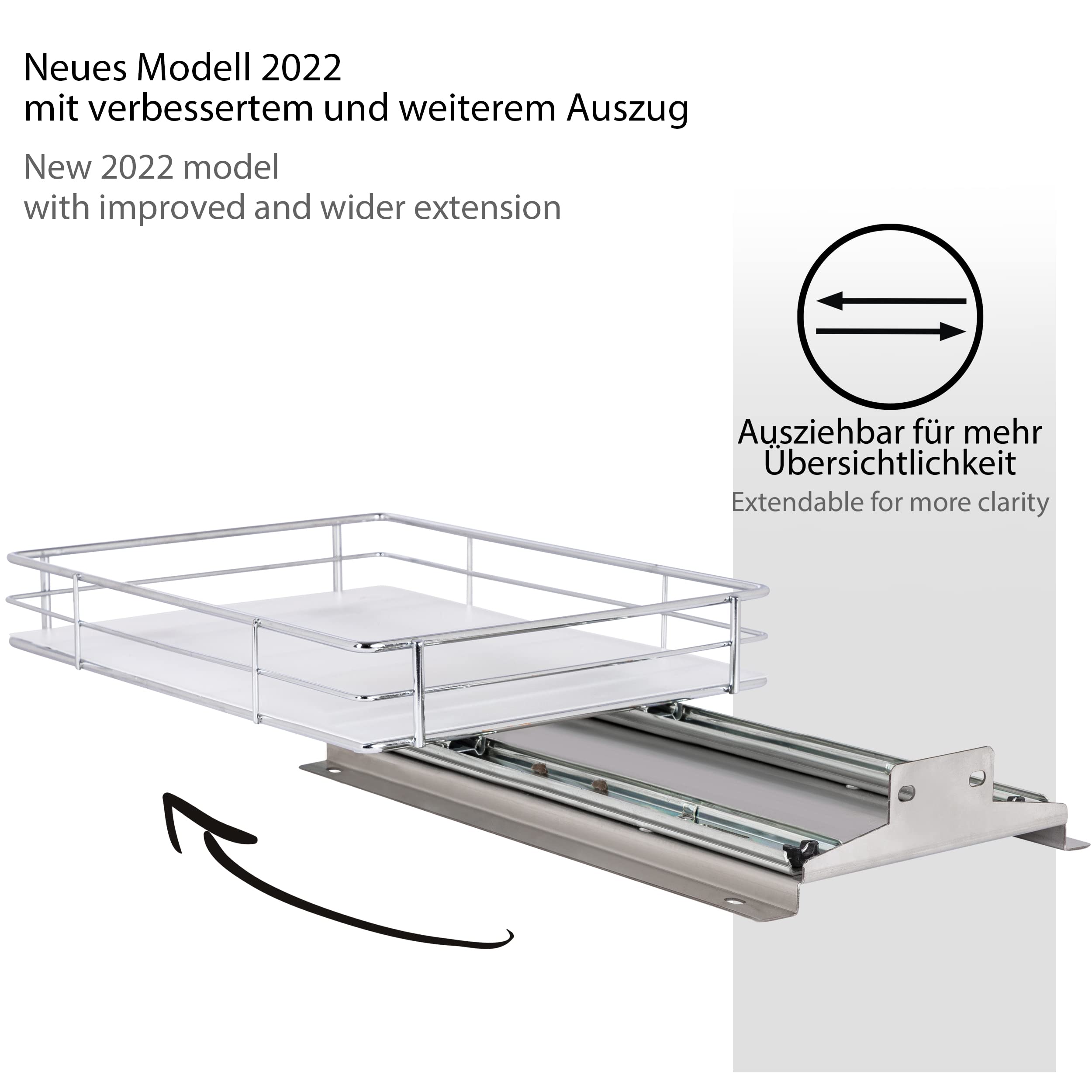 ONVAYA® Étagère à épices extensible - Grand panier - Support à épices en acier inoxydable - Étagère de placard pour la cuisine - Étagère à épices télescopique pour armoires et tiroirs - Nouveau modèle