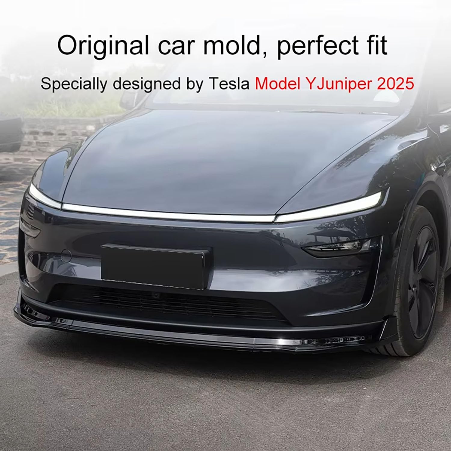 Für Tesla Model Y Juniper 2025 2026 Frontschürze Lippe Front Schaufel kit Limousine Körper Spoiler Splitter Kit,GlossyBlack