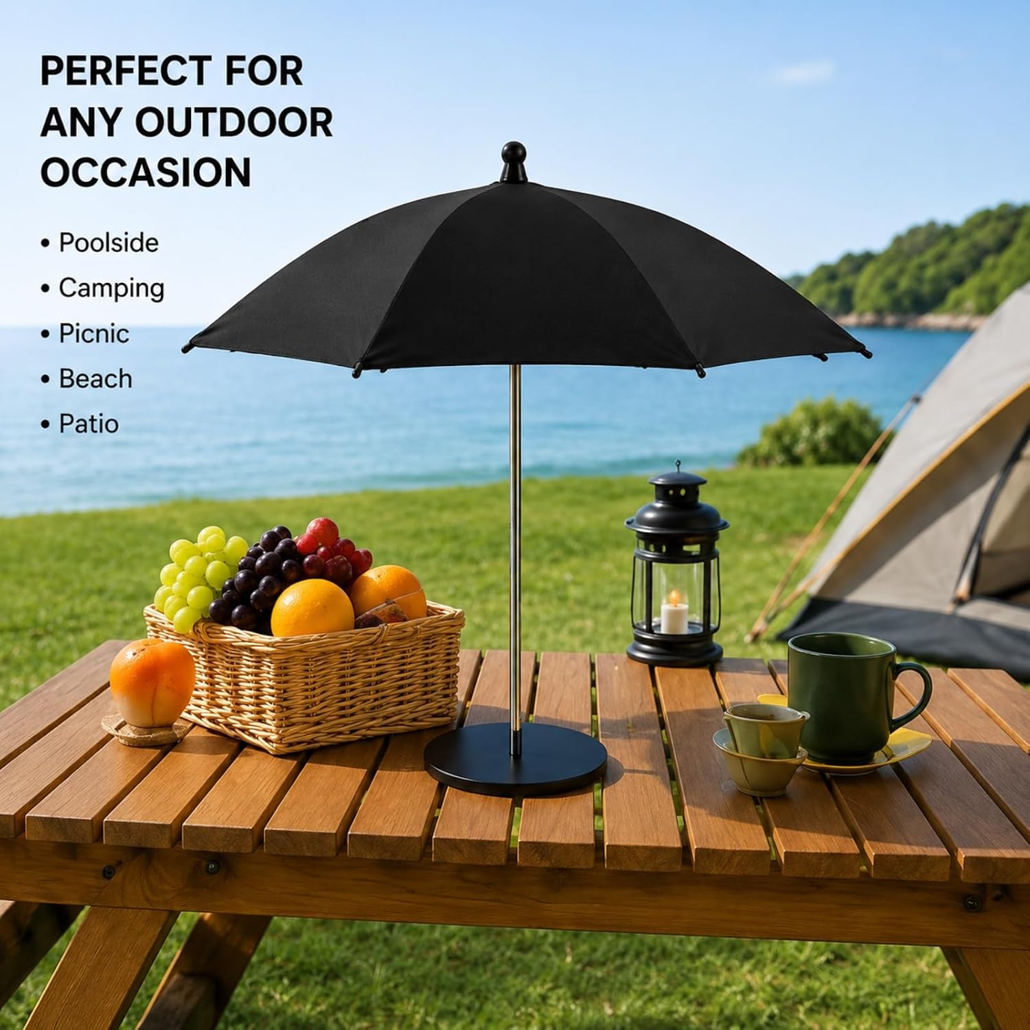Small Outdoor Table Parasol for Beverages, Phones & Snacks