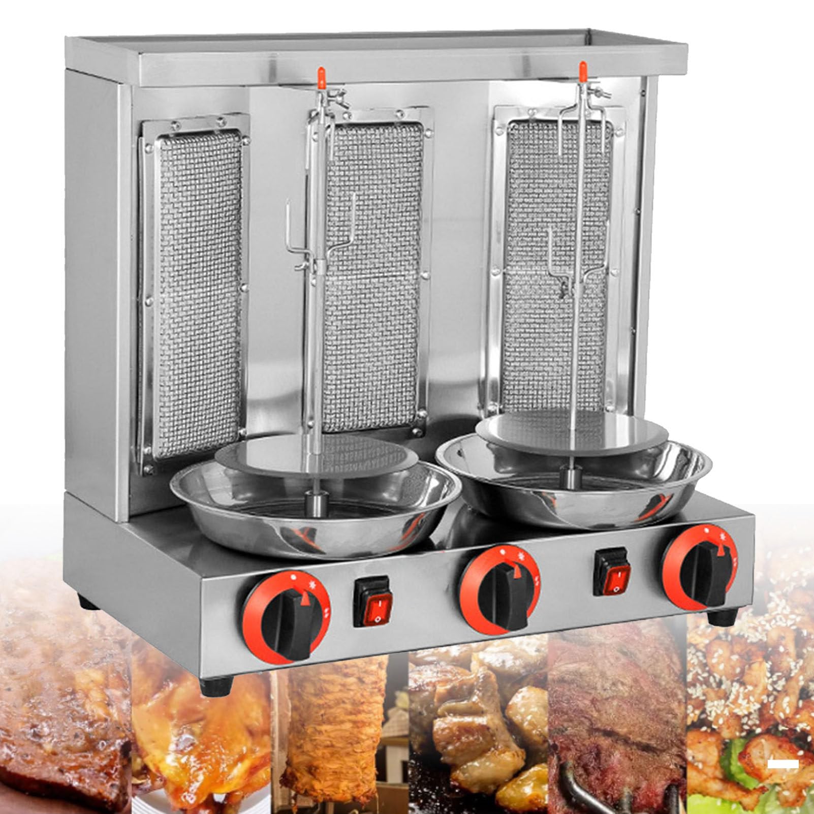Griglia per arrosto commerciale a propano verticale per kebab con bruciatore, ideale per cucinare pollo e shawarma